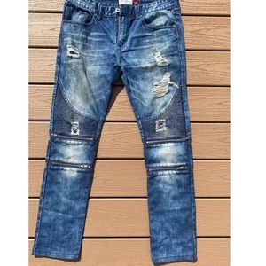 Dark Blue Biker Jeans